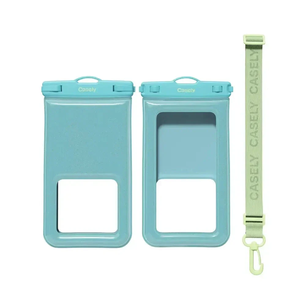 AquaBuddy | Aquamarine Ocean Blue Shimmer Waterproof Phone Pouch - Image 7