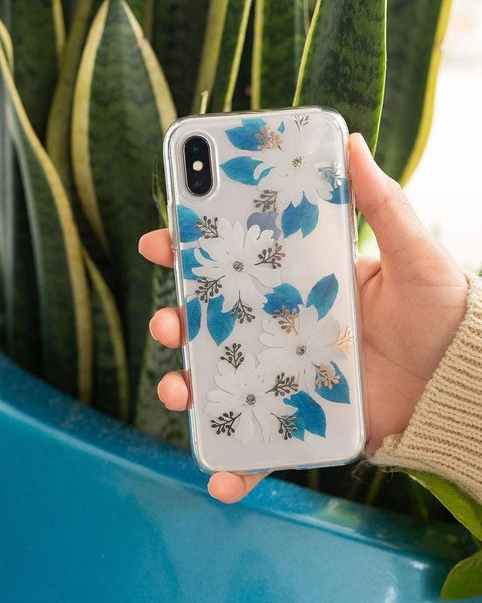 Forget Me Not | Blue and Gold Clear Floral Case - Image 19