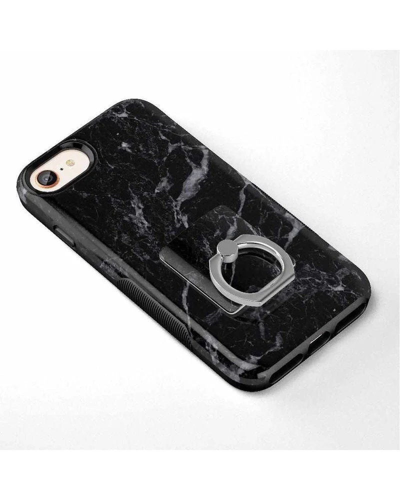 Black Pearl | Classic Black Marble Phone Ring - Image 3