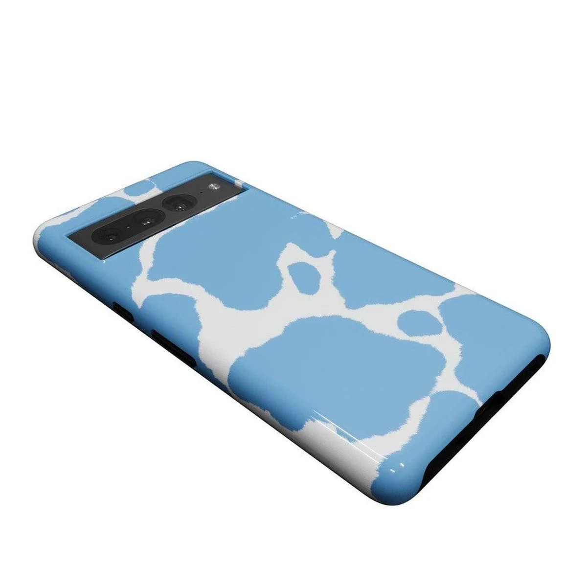 Current MOOd | Light Blue Cow Print Google Pixel Case - Image 11