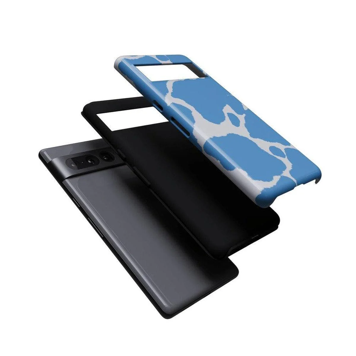 Current MOOd | Light Blue Cow Print Google Pixel Case - Image 12