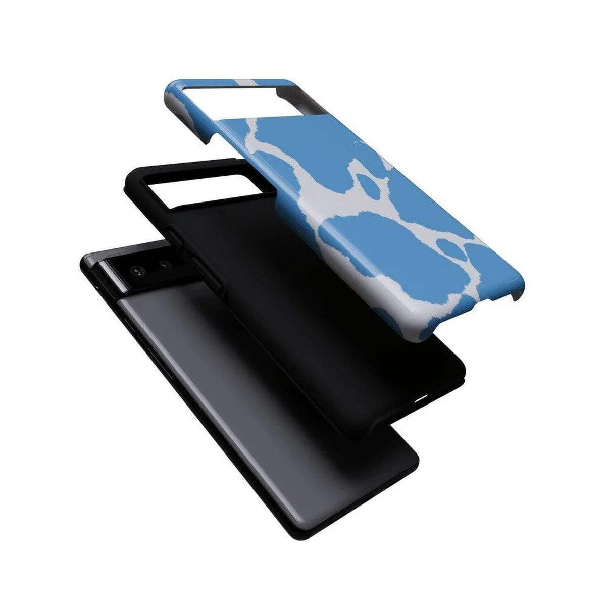 Current MOOd | Light Blue Cow Print Google Pixel Case - Image 3