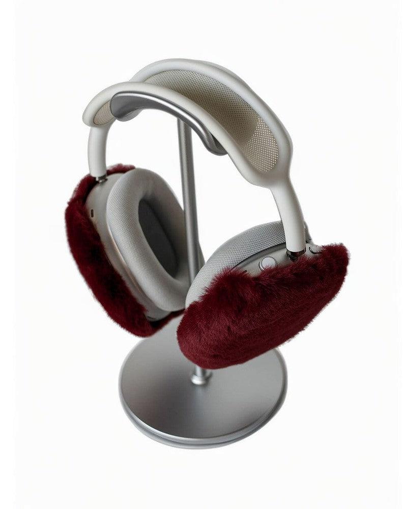 Dark Red Fluffy Earmuffs | AirPods Max Case - Image 3