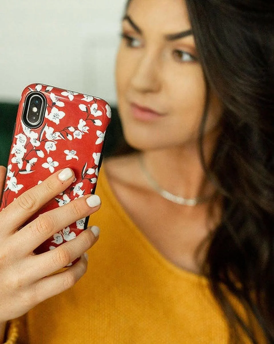 Floral Forest | Red Cherry Blossom Floral Case - Image 50