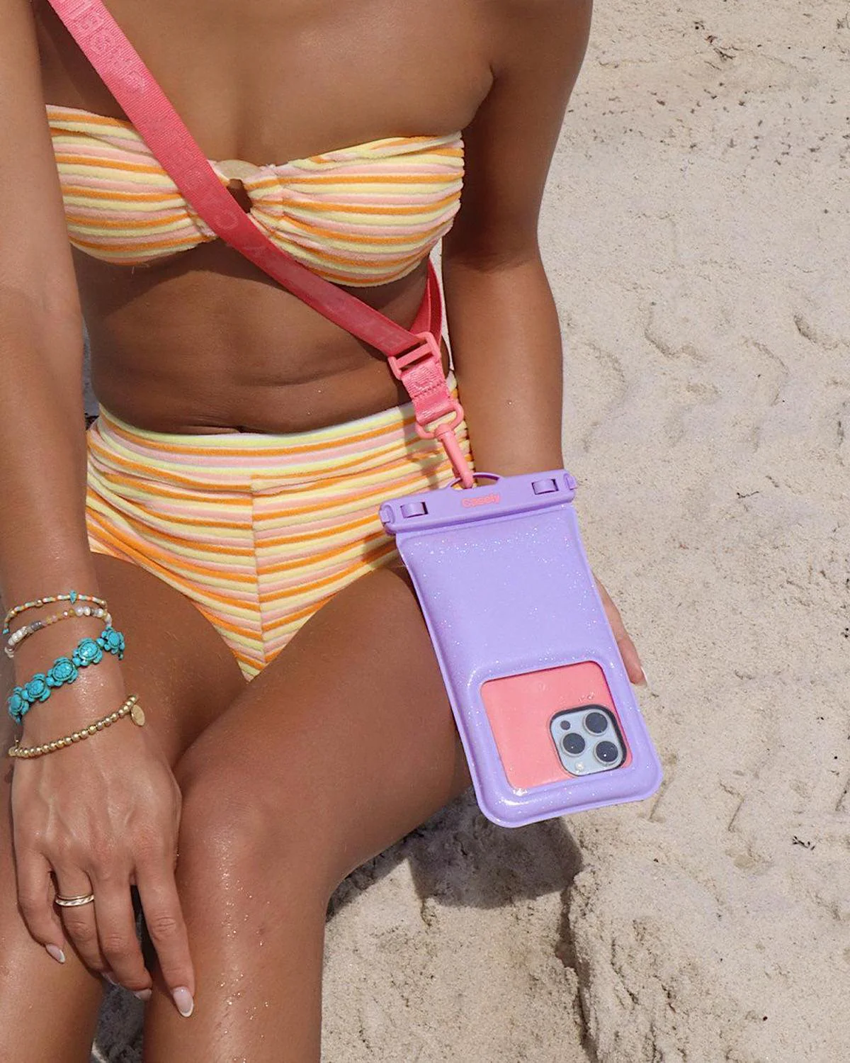 AquaBuddy | Lavender Waves Purple Shimmer Waterproof Phone Pouch - Image 3