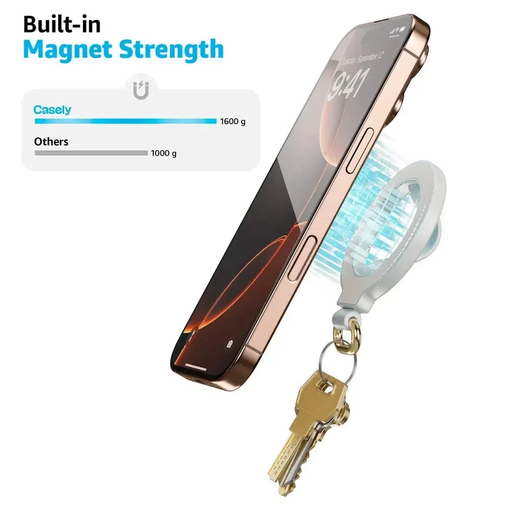 MagRing+ | Bone White Magnetic Adjustable Phone Ring with Keychain - Image 4