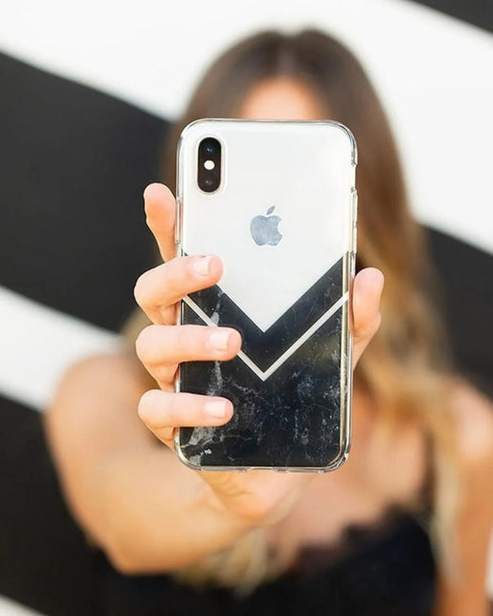 Sleek and Simple | Black Marble V Clear Case - Image 19