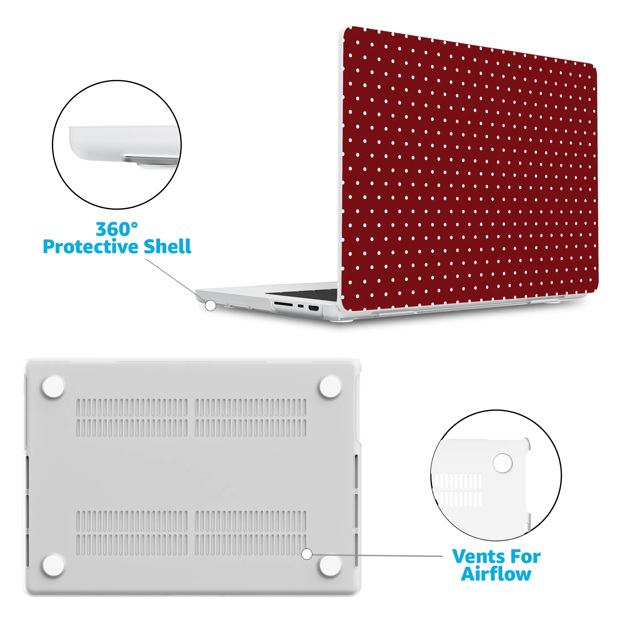On the Dot | Maroon Polka Dot Laptop Shell - Image 5