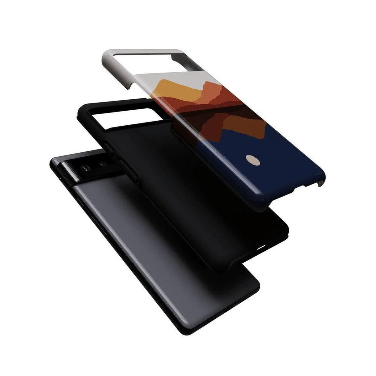 Opposites Attract | Day & Night Colorblock Mountains Google Pixel Case - Image 3