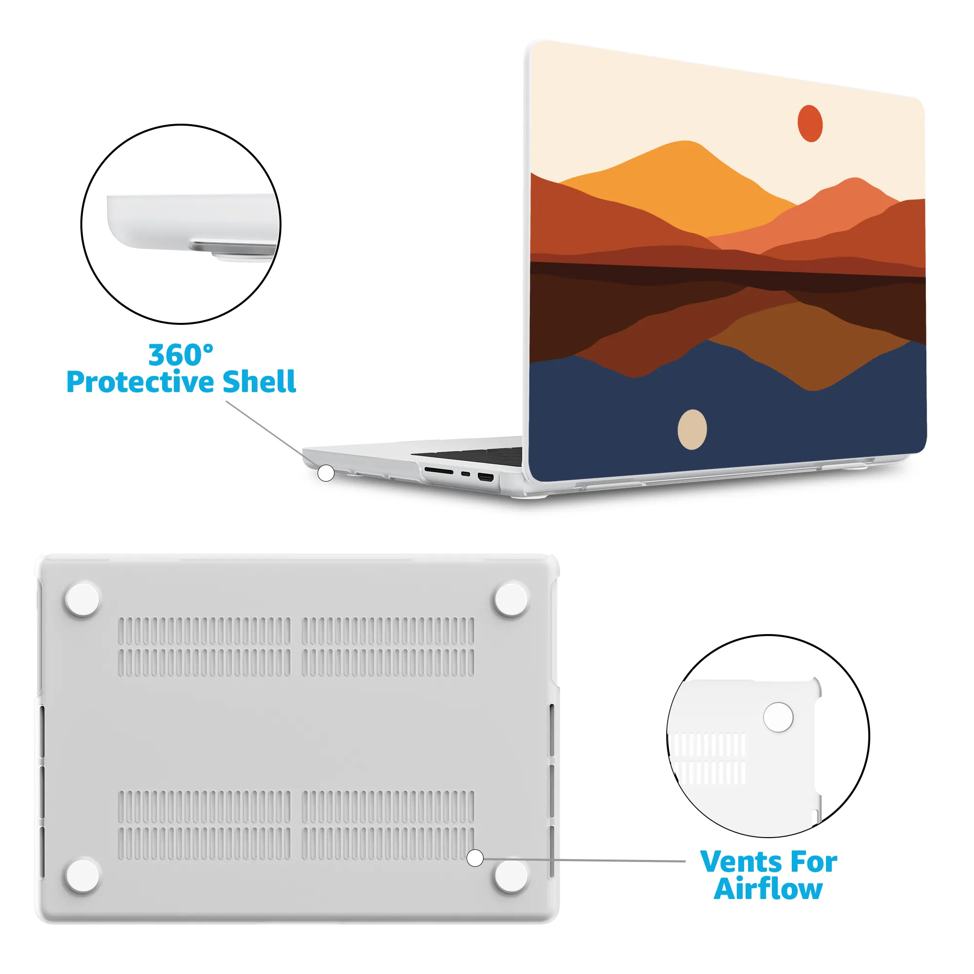 Opposites Attract | Day & Night Colorblock Mountains Laptop Shell - Image 11