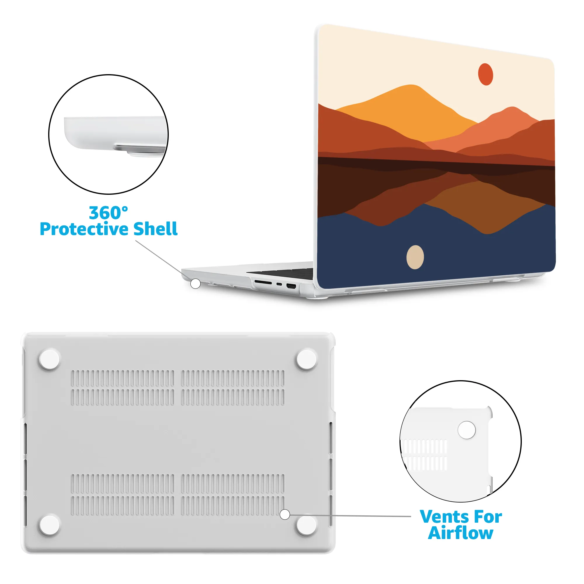 Opposites Attract | Day & Night Colorblock Mountains Laptop Shell - Image 29