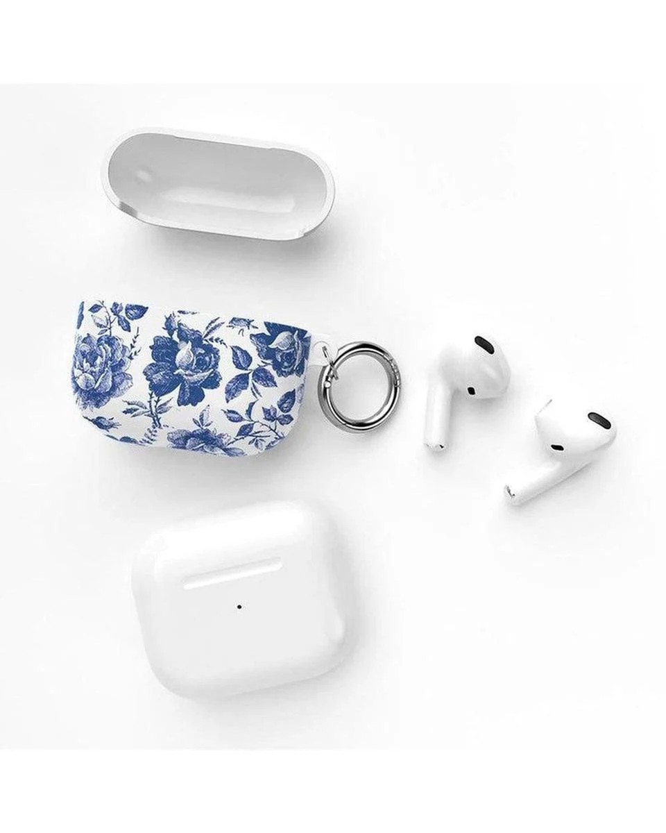 Rose to Fame | Blue & White Rose Floral AirPods Case - Image 10