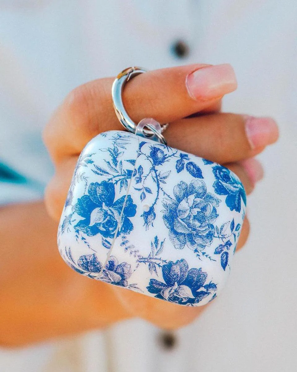 Rose to Fame | Blue & White Rose Floral AirPods Case - Image 12