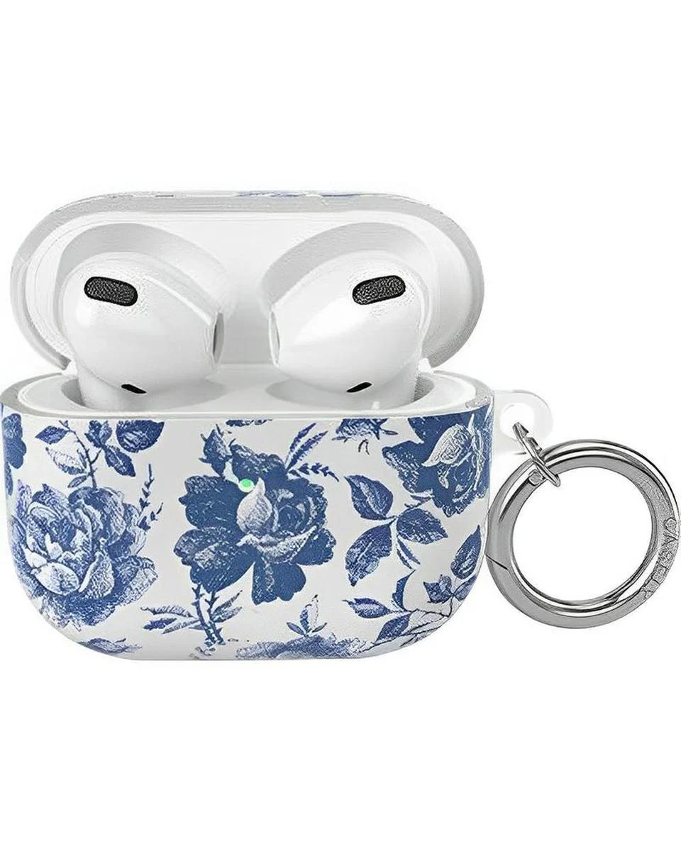 Rose to Fame | Blue & White Rose Floral AirPods Case - Image 5