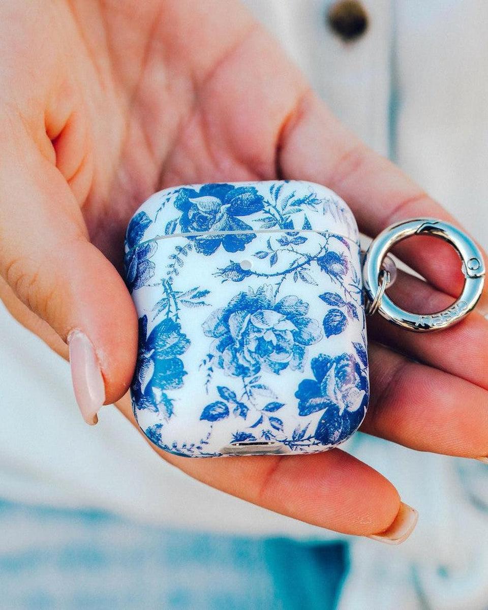 Rose to Fame | Blue & White Rose Floral AirPods Case - Image 8