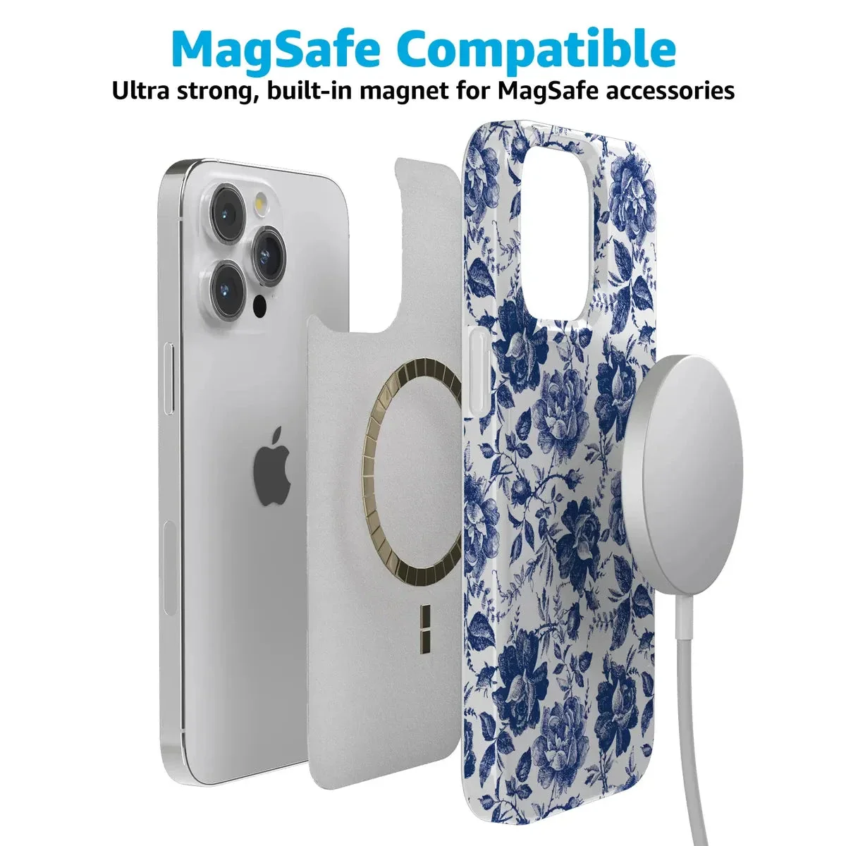 Rose to Fame | Blue & White Rose Floral Case - Image 129