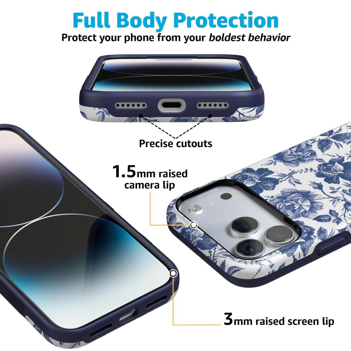 Rose to Fame | Blue & White Rose Floral Case - Image 6