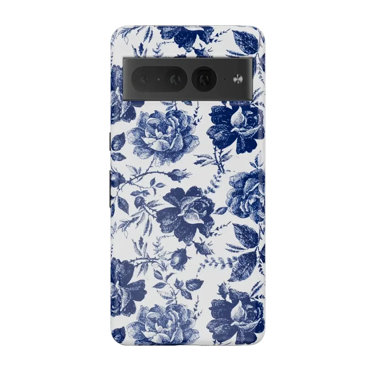 Rose to Fame | Blue & White Rose Floral Google Pixel Case - Image 10