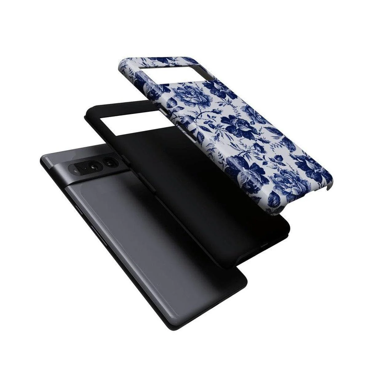 Rose to Fame | Blue & White Rose Floral Google Pixel Case - Image 12