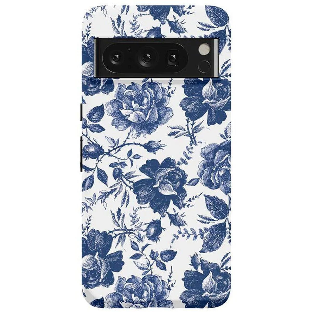 Rose to Fame | Blue & White Rose Floral Google Pixel Case - Image 14