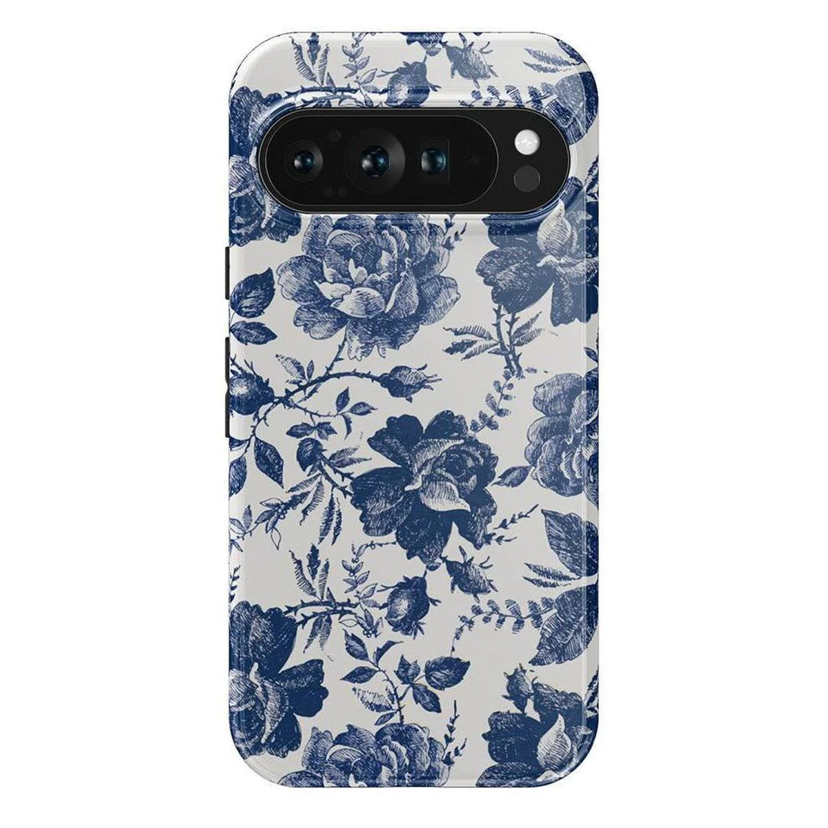 Rose to Fame | Blue & White Rose Floral Google Pixel Case - Image 16