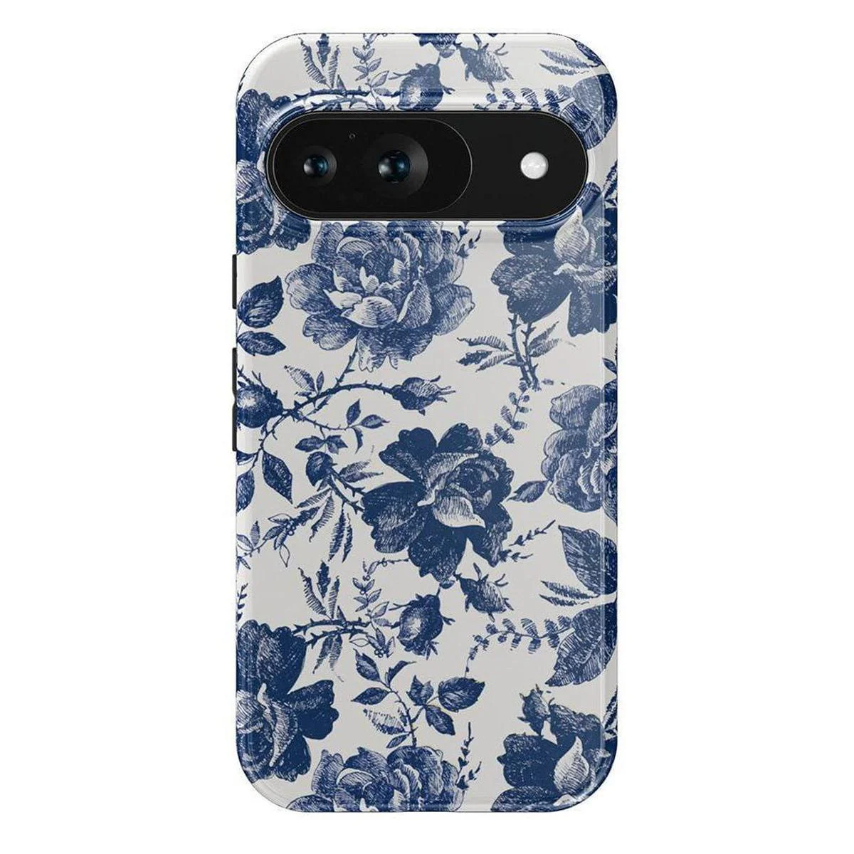 Rose to Fame | Blue & White Rose Floral Google Pixel Case - Image 17