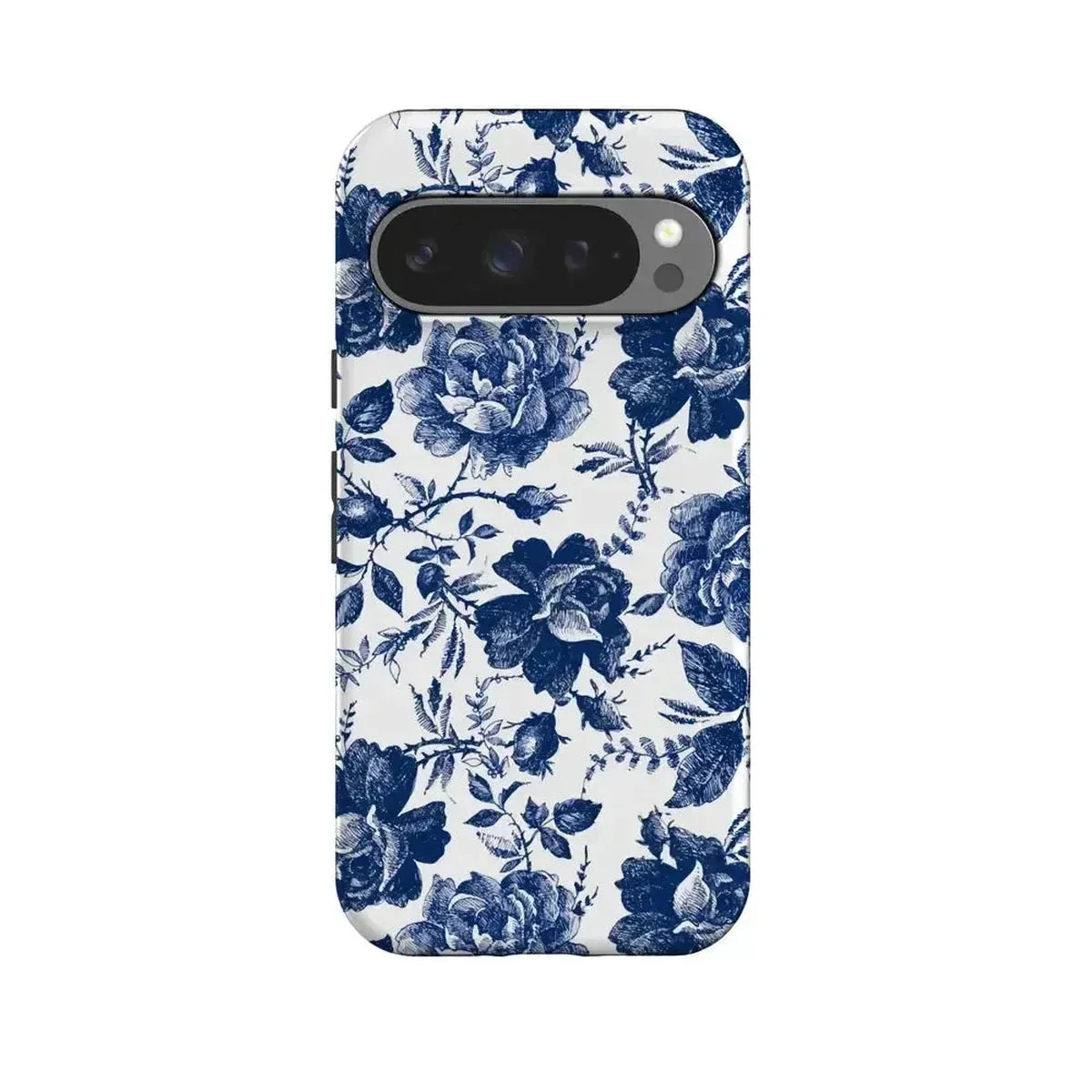 Rose to Fame | Blue & White Rose Floral Google Pixel Case - Image 19