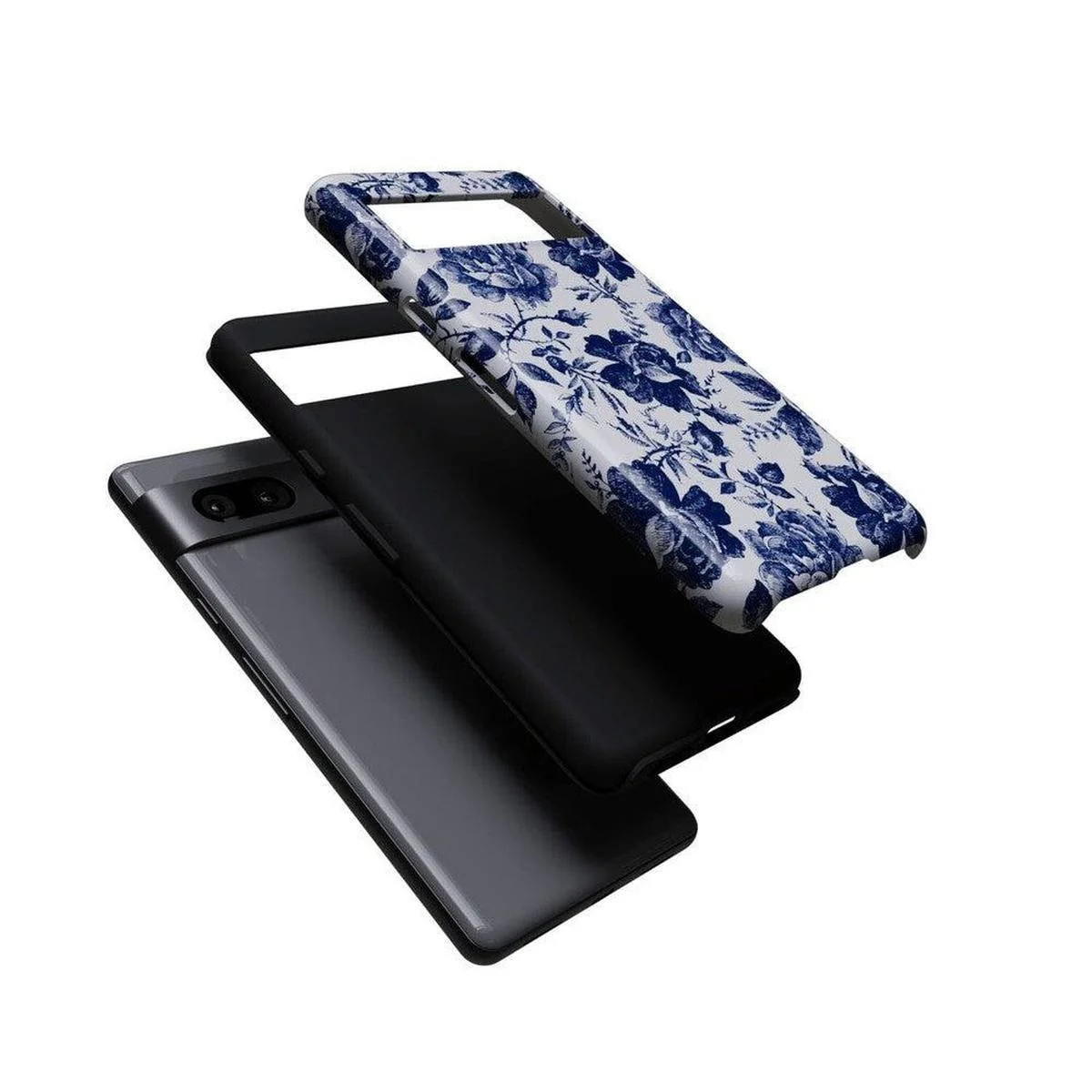 Rose to Fame | Blue & White Rose Floral Google Pixel Case - Image 9