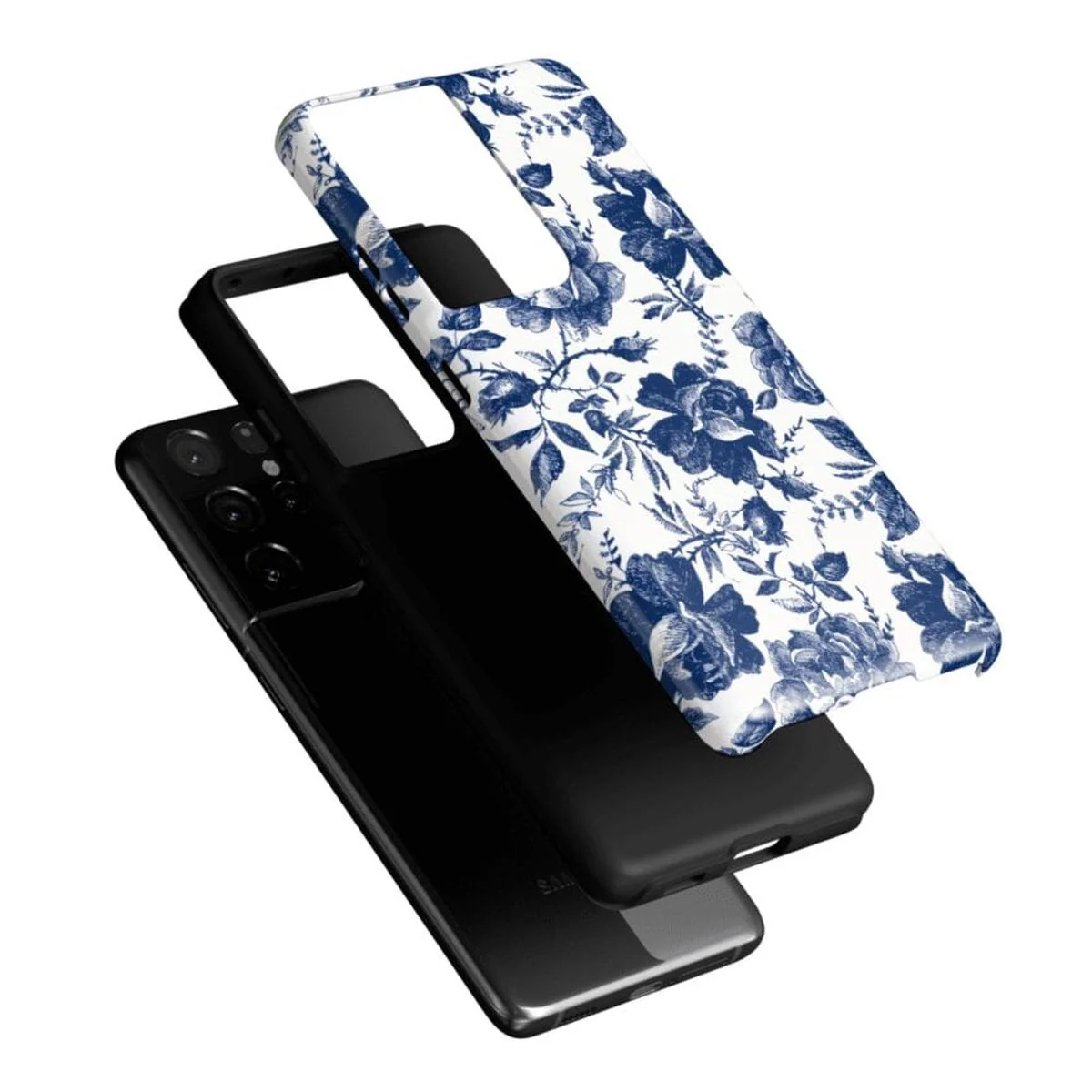 Rose to Fame | Blue & White Rose Floral Samsung Case - Image 15