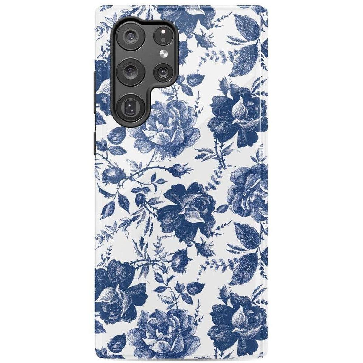 Rose to Fame | Blue & White Rose Floral Samsung Case - Image 4