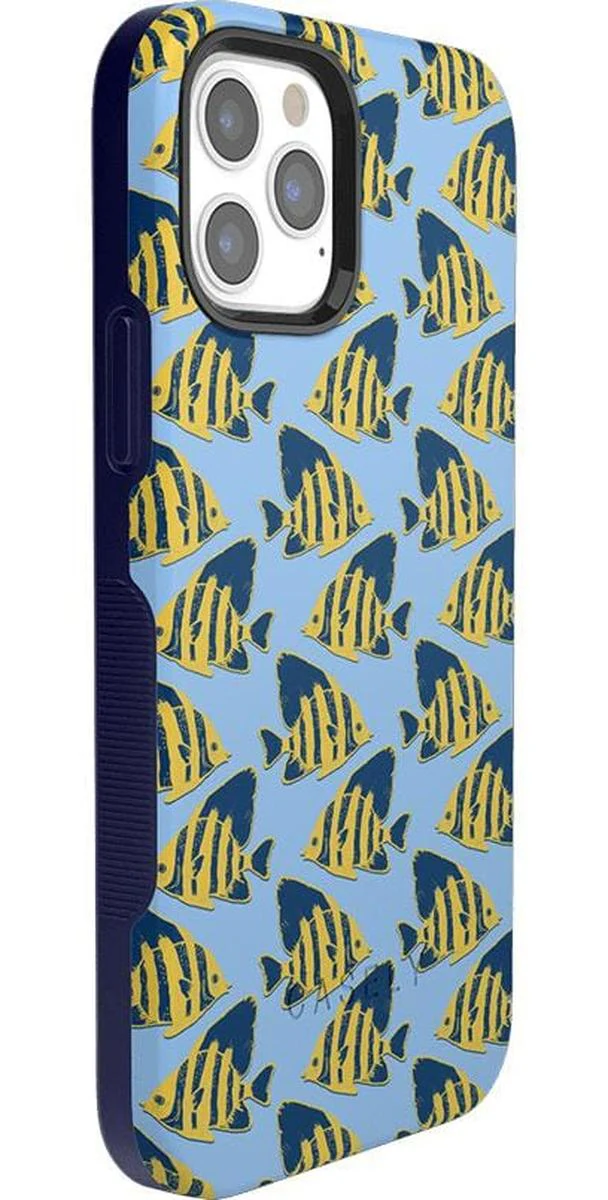 Something's Fishy | Navy Blue & Yellow Fish Print Case - Image 2