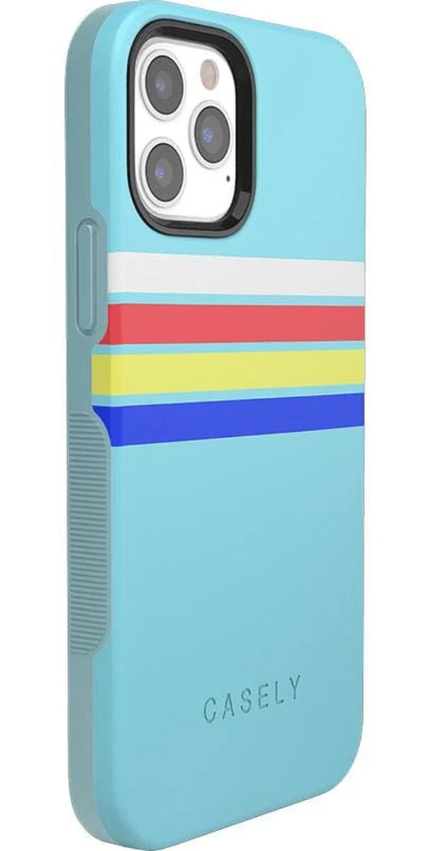 Totally Groovy | Teal Rainbow Stripes Color Block Case - Image 2