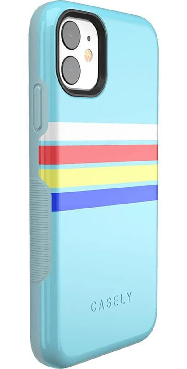 Totally Groovy | Teal Rainbow Stripes Color Block Case - Image 35