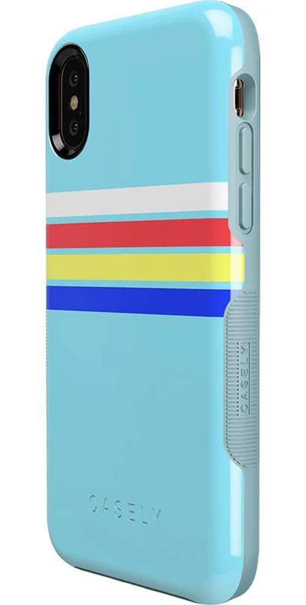 Totally Groovy | Teal Rainbow Stripes Color Block Case - Image 41