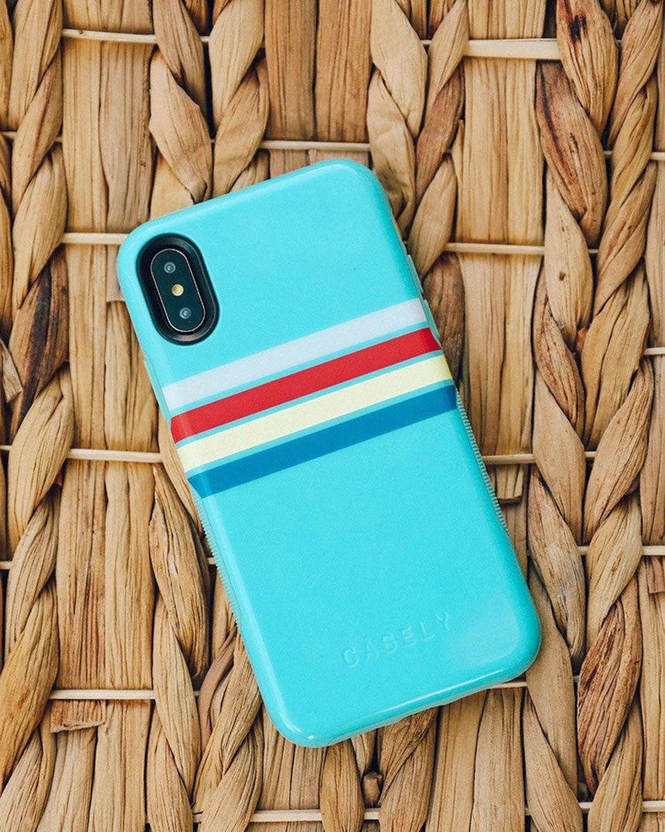 Totally Groovy | Teal Rainbow Stripes Color Block Case - Image 43