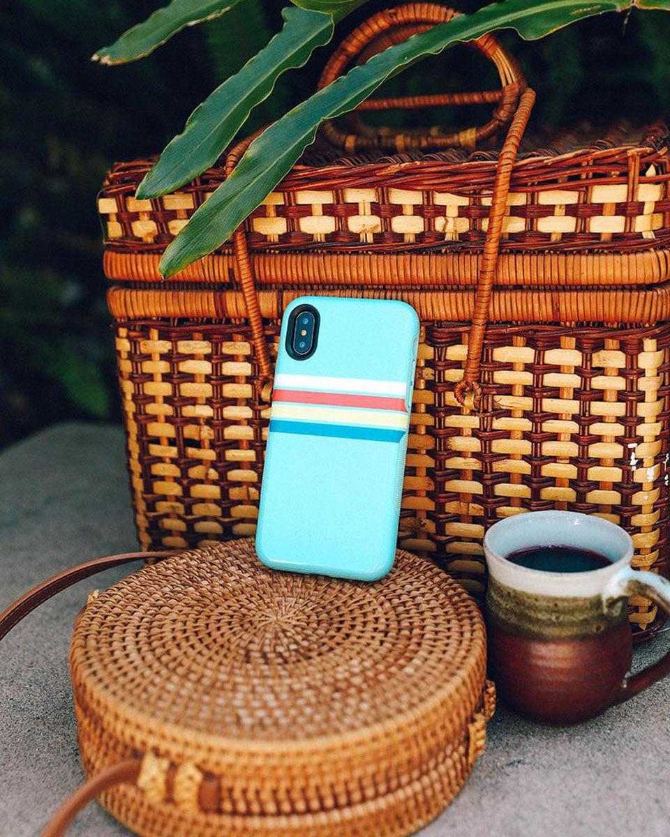 Totally Groovy | Teal Rainbow Stripes Color Block Case - Image 44