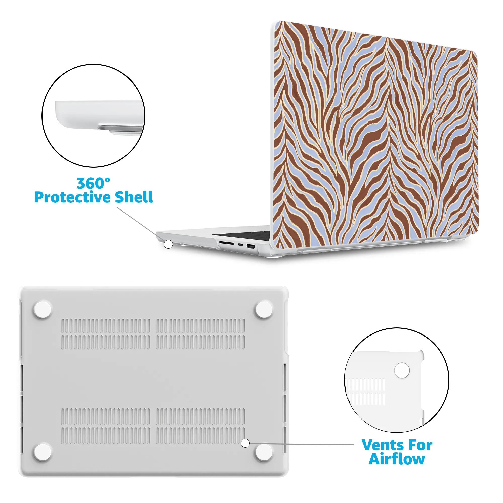 Untamed | Brown & Blue Zebra Laptop Shell - Image 29